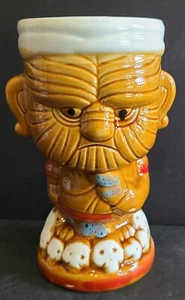 Tiki Soul ANGRY HEADHUNTER 6.5" w/ SKULLS BASE Ceramic Cocktail Glass Mug - Picture 1 of 8