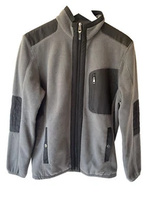 Calvin Klein Men's Black Full Zip Fleece Jacket Small S Gray Black Patch Pockets - Picture 1 of 4
