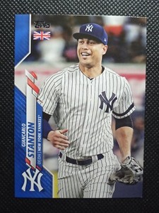 2020 Topps UK Edition Blue SP /75 Giancarlo Stanton #80 Yankees Baseball Card 