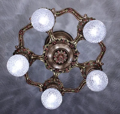 Lámpara de araña antigua vintage de los años 20 Art Deco de montaje semi empotrado Foto 1 de 4