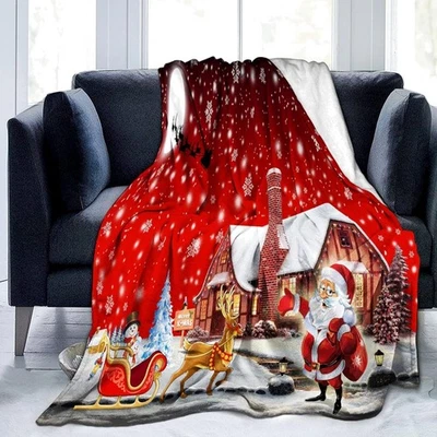 Kuscheldecke 150x200cm Sherpa Fleece Rot Xmas Doppelseitig Wohndecke Sofa - Bild 1 von 4