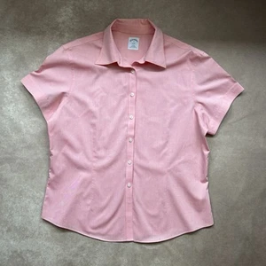 Brooks Brothers 346 All Cotton Fitted Bügelfrei Rosa Kurzarm Hemd mit Knopfleiste - Bild 1 von 4