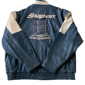 Vintage Snap On Tools Leather Jacket Charter Member Mens XXL Black Embroidered - Picture 1 of 11