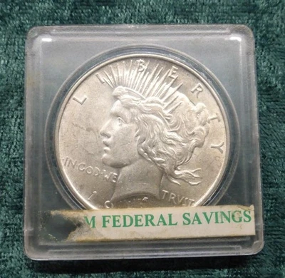 1922 Peace Silver Dollar, Salem Oregon Federal Savings Bank, Nice BU Luster - Image 1 of 4