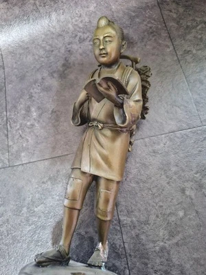 Estatua de bronce 11,4 pulgadas NINOMIYA SONTOKU KINJIRO antigua estatuilla japonesa Foto 1 de 4