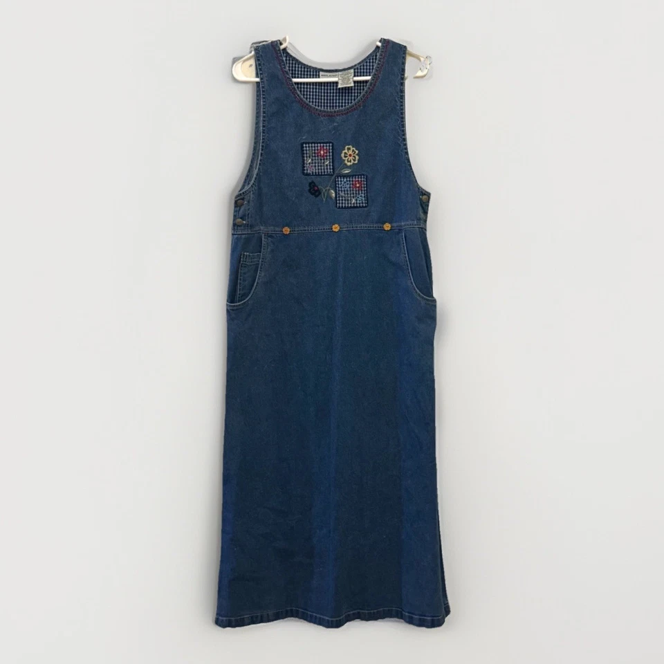 Maxi jersey vaquero vintage blanco ciervo azul para mujer pequeño bordado 100 % algodón Foto 1 de 4