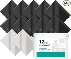 12er Pack Mikrofaser Reinigungstuch (6 "x7"), einzeln verpackt SCHWARZ & GRAU - Bild 1 von 7