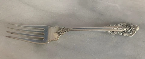 Wallace Grande Baroque Solid Sterling Silver Cold Meat Serving Fork 8 1/4" Cover