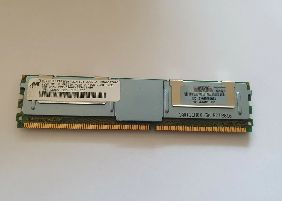 Memoria DDR2 ECC MT18HTF12872FDY-667F Micron 1GB PC2-5300F667MHz CL5 240-Pin - Immagine 1 di 1