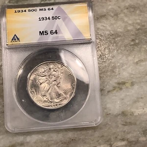 1934-P Silver Walking Liberty Half Dollar MS64 - Picture 1 of 2