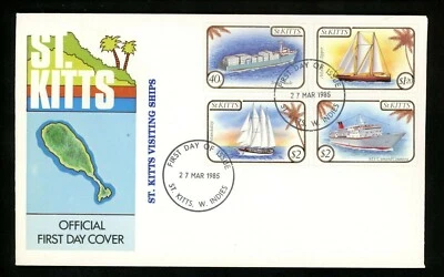 Postal History St. Kitts FDC #165-168 Tall Ships sailing Cunard Cruises 1985 - Image 1 of 2