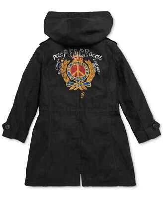 $215 全新带标签 Polo Ralph Lauren 黑色女孩棉缎大衣和毛皮背心 6 码 — 第 1/4 张图片