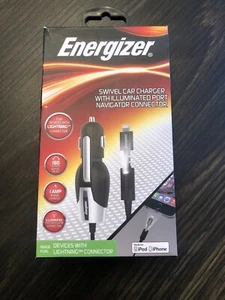 Energizer USB Swivel Car Charger With Illuminated Port Navigator Connector NIB - Picture 1 of 3