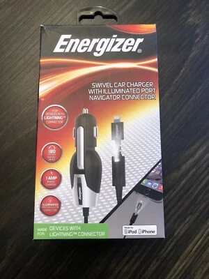Energizer USB Swivel Car Charger With Illuminated Port Navigator Connector NIB - Image 1 of 3