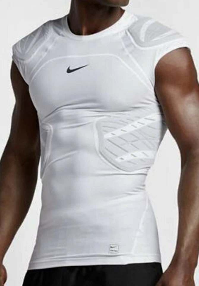 Nike Pro Hyperstrong 4-pad Football White Compression Top Shirt Men L 838431 100