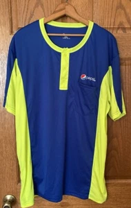 Pepsi Mitarbeiter T-Shirt Polo Tasche blau gelb leichter Stoff Größe 2XL Logo - Bild 1 von 4