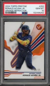 2024 Topps Pristine RONALD ACUNA JR #252 Orange Refractor/25 Braves PSA 10 - Imagen 1 de 2
