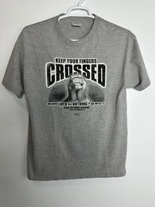 Vintage Y2K Christian Jesus T Shirt Pray Fingers Crossed Gray Large Hands Bible - Picture 1 of 5