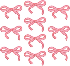 10Pcs Bow Patches, Cute Bow Patch Embroidered Patches Iron on Appliques for Clot - Picture 1 of 7