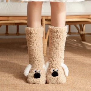 Cute Cartoon Dog Floor Socks Winter Warm Non-slip Plush Socks For Women - Picture 1 of 11