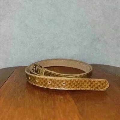 Cinturón de piel de serpiente genuina para mujer marrón coñac con hebilla dorada 38" de largo 3/4" de ancho Foto 1 de 4