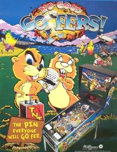Póster promocional original de máquina de pinball No Good Gofers 32 por 24 pulgadas casi como nuevo - Imagen 1 de 1