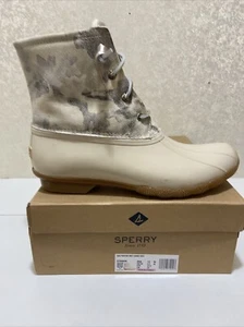 Sperry Womens Waterproof Ankle Saltwater Met Camo Ivry - Picture 1 of 6