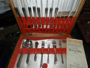 GRENOBLE Heirloom Oneida 1938 Silver-plate Lot of 42pcs + wood box - Picture 1 of 19