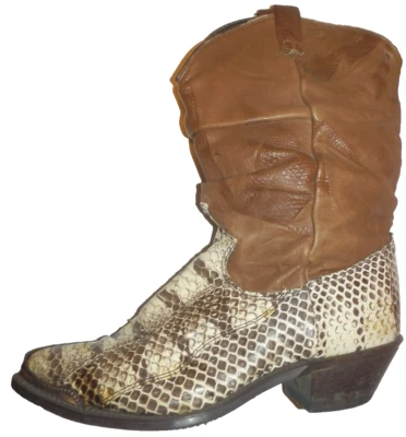 Botas vaqueras holgadas vintage Dingo imitación piel de serpiente EE. UU. para mujer 6M florales Foto 1 de 4