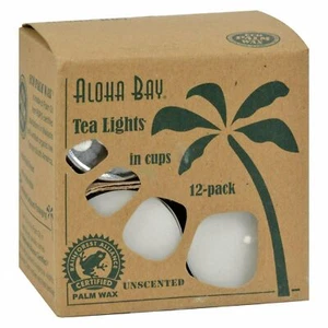 Aloha Bay Palm Wax Tea Lights Cup with Aluminum Holder Candles Unscented 12 ct - Picture 1 of 1