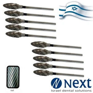 Lot X10 Dental Lab HP Carbide Cutter Bur Israel acrylic stone tungsten coarse 12 - Picture 1 of 3