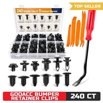 GOOACC - GRC-33 240PCS Bumper Retainer Clips Car Plastic Rivets Fasteners Push