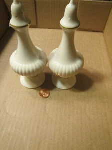 SET Lenox Salt&Pepper Shakers Regency Pattern Genie Bottle Porcelain 5.5"Tall - Picture 1 of 4