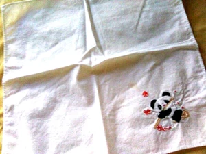 Besticktes Baumwollpanda Taschentuch, Taschentuch, Taschentuch, weiß - Bild 1 von 3