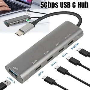 5Gbps USB C Hub USB C Splitter USB C to USB C/USB 3.0/Type C PD60W Multiport - Picture 1 of 9