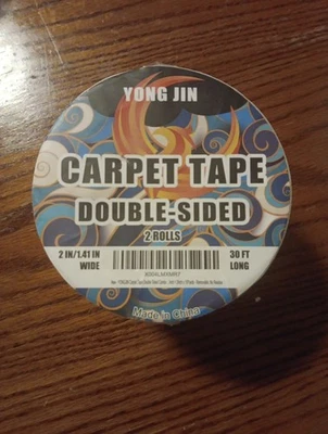 Yong Jin Carpet Tape Double Sided 2 Rolls (2in/1.41in Wide) 30FT Long - Image 1 of 2