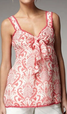 Kate Spade Sleeveless Top Women Size 6 Pink Peach Pineapple Silk Linen Blend - Image 1 of 4