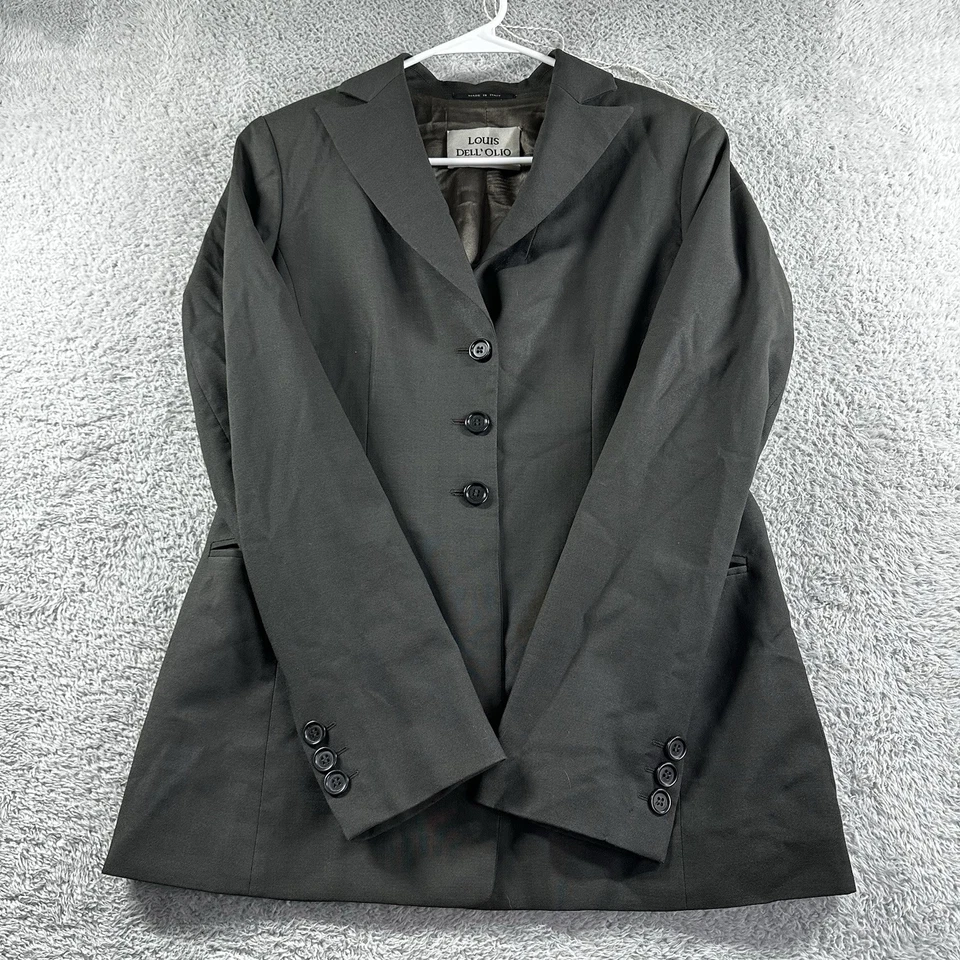 Blazer de lana Louis Dell'Olio vintage para mujer 10 gris tres botones ropa de trabajo oficina Foto 1 de 4