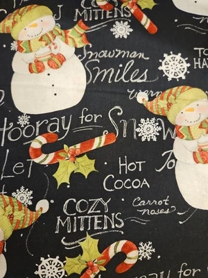 Tela de Navidad Susan Winget Hooray para muñeco de nieve algodón 21" Navidad Fabri Foto 1 de 2