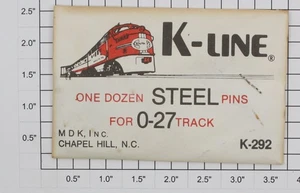 K-Line K-292 O27 Gauge Steel Track Pins (Envelope of 12) - Picture 1 of 2