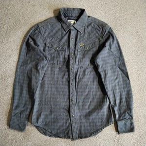 G Star Raw Shirt Mens S Blue Black Check Tailor Heavy Flannel Pearl Snap Western - Picture 1 of 20