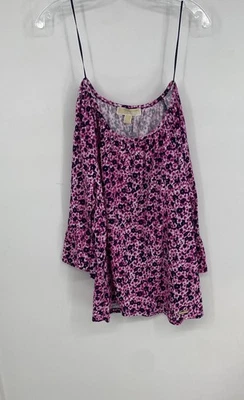 Michael Kors Womens Purple Pink Black Floral Pullover Blouse Top Size Large - Image 1 of 4