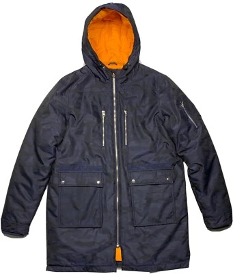 slate & stone hooded long parka Blue Camo size Large - Image 1 of 4