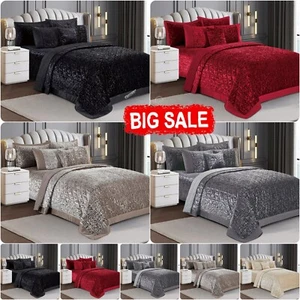Luxury 3 Piece Quilted PLUSH Velvet Bedspread Bed Throw Comforter Bedding Sets* - Picture 1 of 11