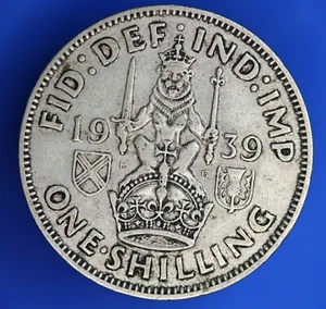 British Coin - 1939 George VI Scottish shilling, 50% silver coin    [32613] - Picture 1 of 2