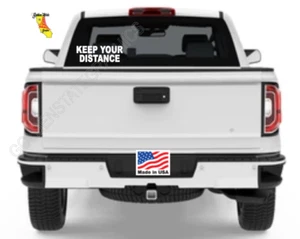 KEEP YOUR DISTANCE WINDOW DECAL STICKER WHITE 11X4" EXTERIOR VINYL ORACAL 651 - Picture 1 of 4