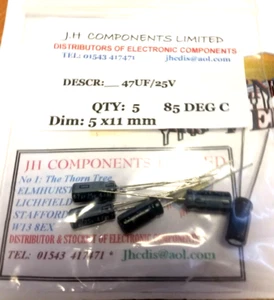 TAPPI RUOTA ELEC: SACCHETTI DA 5 (47UF X 25V) 5 X 10mm (85DEG C) E004A PZ:Misc - Foto 1 di 1