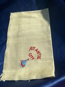 Silk Atlantic City Souvenir Handkerchief With Sailboat 15”x15” Small Spots