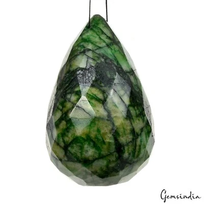 Taladro Briolette 600 Cts Natural Brasileño Verde Esmeralda Pera Corte A Cuadros 63*39mm Foto 1 de 4