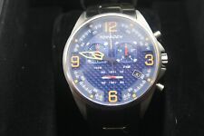 NEW! Torgoen T18 Blue Carbon Fiber Chrono Watch with Stainless Band